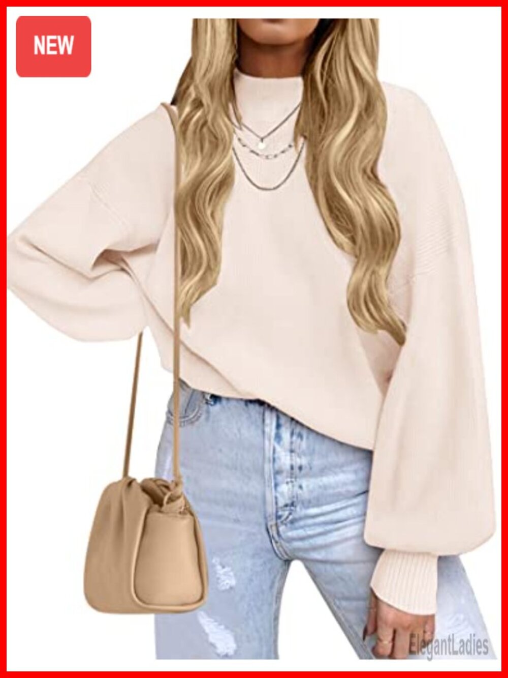Oversized Turtleneck Sweater Long Sleeve Knit Pullover Loose Fit Fall